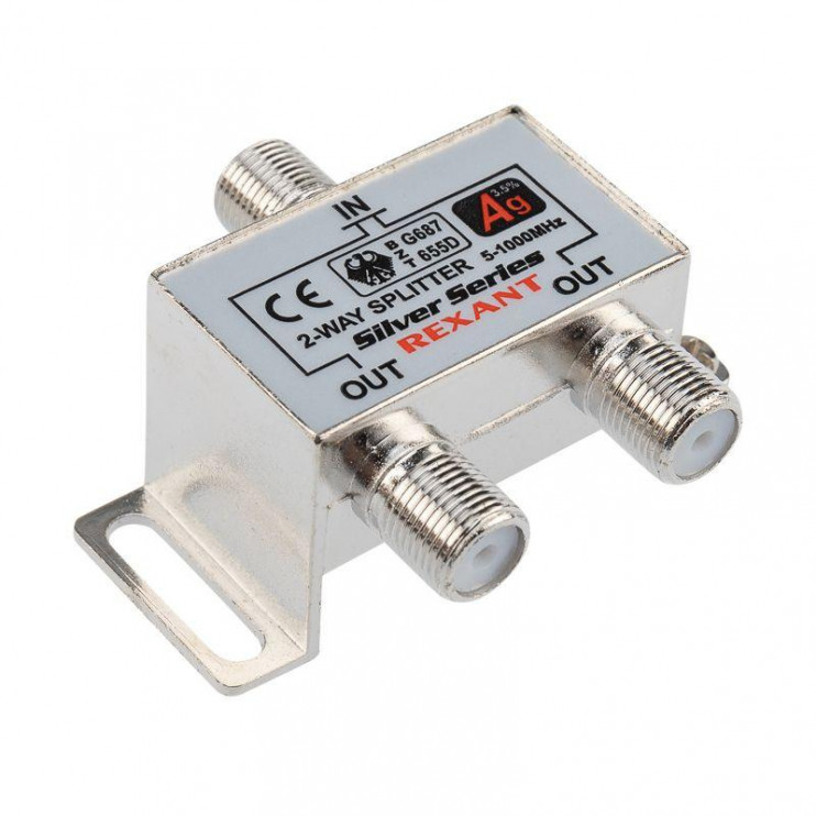 Делитель ТВ "краб" х2+3шт F "BOX" 5-1000 МГц "Silver" Rexant 05-6101