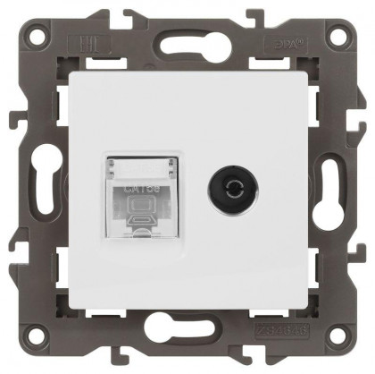 Розетка компьютерная + телевизионная Elegance 14-3110-01М RJ45+TV матов. бел. Эра Б0065767