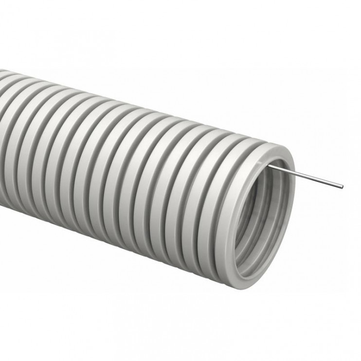 Труба гофрированная d20мм ПВХ с протяжкой сер. (уп.100м) TOKOV ELECTRIC TKE-TG/P-20-C06/100