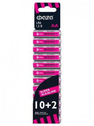 Элемент питания алкалиновый AA/LR6 1.5В Super Alkaline SBL-10+2 (уп.12шт) ФАZА 2854582