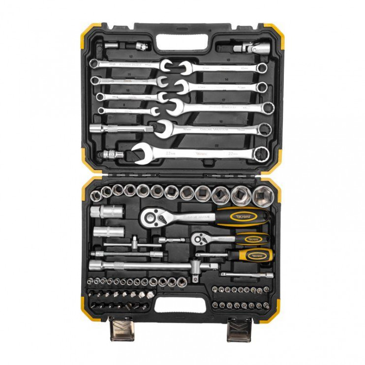 Набор инструментов 1/2 1/4 CrV 82 предмета пластик. кейс Kranz KR-66-6682