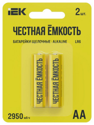 Элемент питания алкалиновый AA/LR6 Alkaline (блист.2шт) IEK ABT-LR06-OP-L02