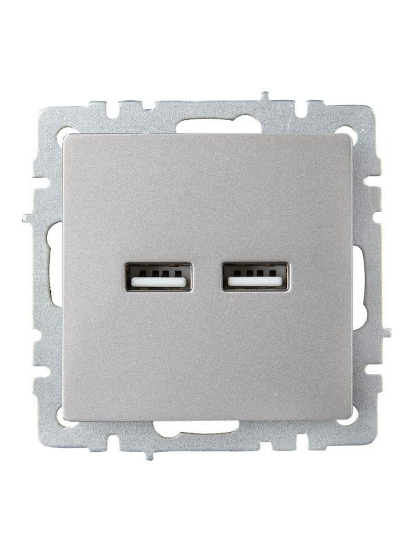 Розетка BRITE USB A+A 3.1А РЮ10-1-БрС механизм сталь IEK BR-U21-D31-K46