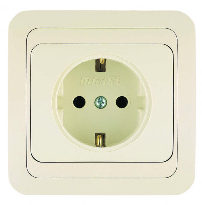 Розетка 1-м СП Mimoza 16А IP20 с заземл. керамика крем./крем. Makel 25008