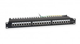 Патч-панель 19дюйм 1U кат.5E полн. экранир. 24 порта RJ45 Dual IDC WR-PL-24-C5E-SH-D черн. WRline 505210