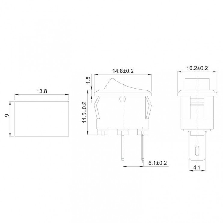 Выключатель клавишный 250В 3А (2с) ON-OFF Micro RWB-101 красн. Rexant 36-2011