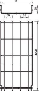 Лоток проволочный 300х55 L3000 сталь 4.8мм GRM 55 300 G оцинк. OBO 6001448