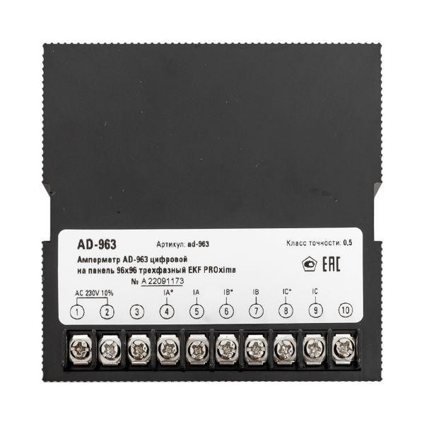 Амперметр цифровой AD-963 3ф на панель 96х96 EKF ad-963