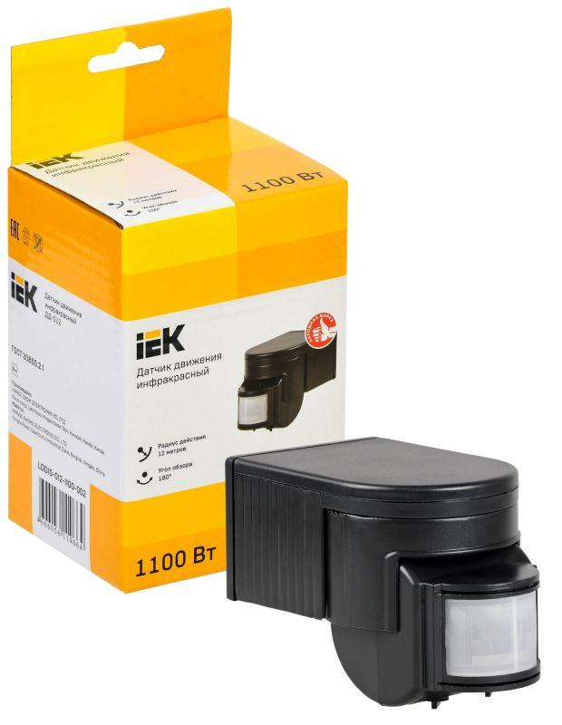 Детектор движения ДД 012 1100Вт угол обз. 180град. дальн. 12м IP44 черн. IEK LDD10-012-1100-002