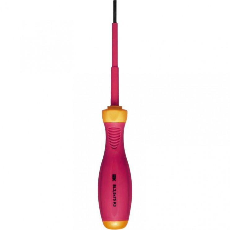 Отвертка диэлектрическая шлицевая SL2.5х75 K3 1000В ARMA2L 3 IEK A2L3-SC30-K3-SL-25-075