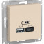 Розетка USB AtlasDesign тип A+C 5В/2.4А 2х5В/1.2А механизм беж. SE ATN000239