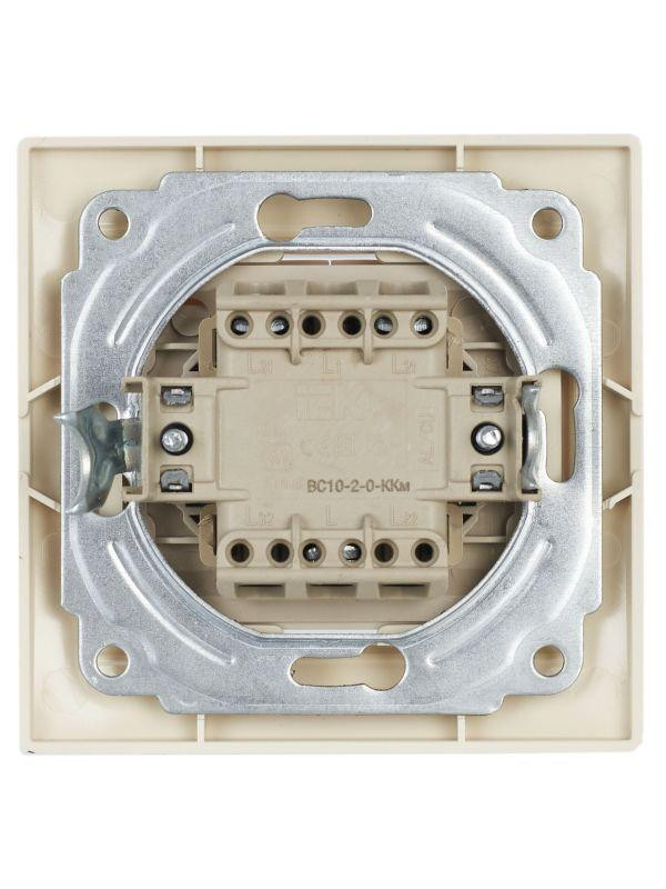 Выключатель 2-кл. СП Кварта 10А IP20 ВС10-2-0-ККм крем. IEK EVK20-K33-10-DM