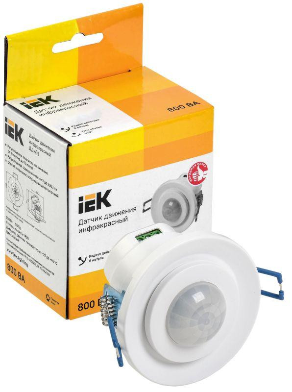 Датчик движения ДД 401 800Вт угол обз. 360град. 8м IP20 бел. IEK LDD11-401-800-001