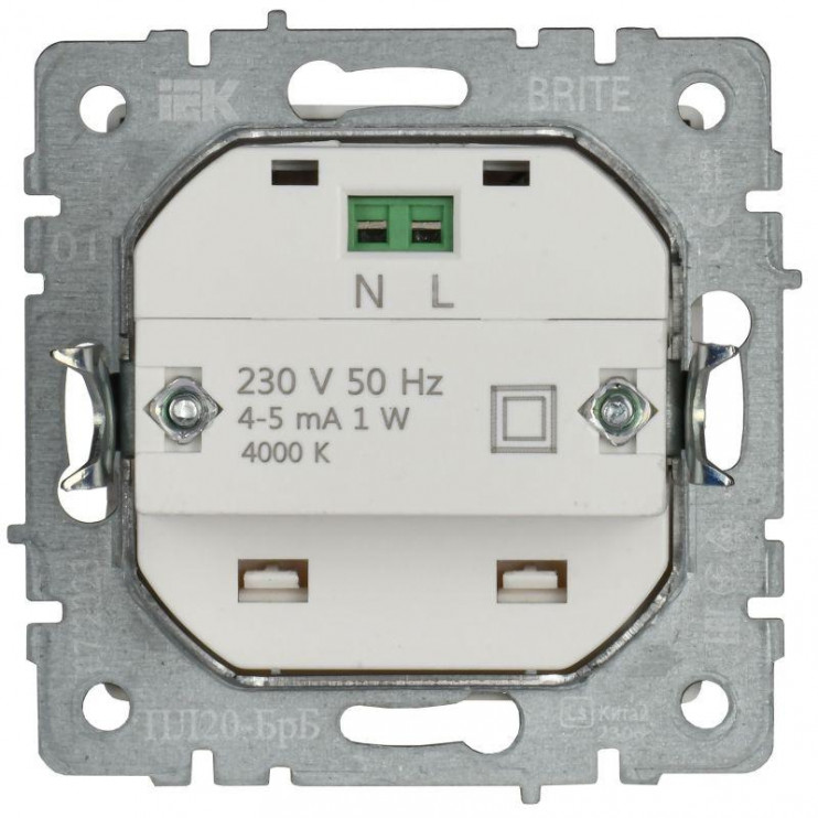 Подсветка светодиодная BRITE встраив. ПЛ20-БрБ механизм бел. IEK BR-FL20-K01