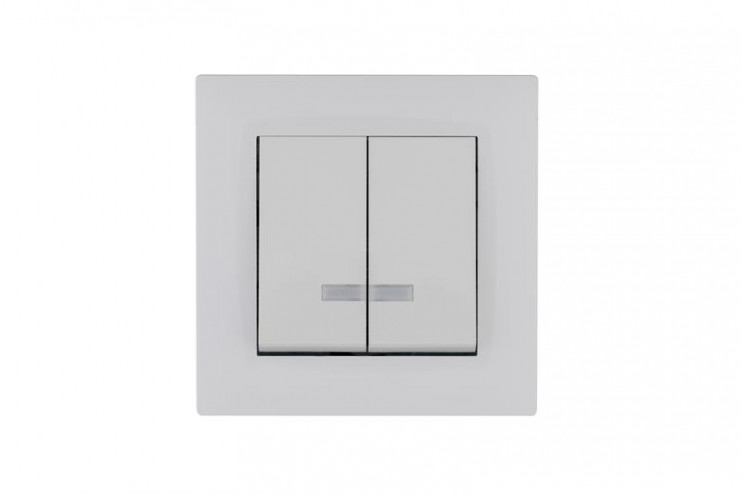 Выключатель 2-клав. с подсветкой Karea RIZZ бел. Makel 88001023