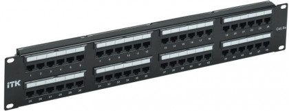 Патч-панель 2U кат.5E UTP 48 портов Dual IDC слайд лейбл ITK PP48-2UC5EU-D05L