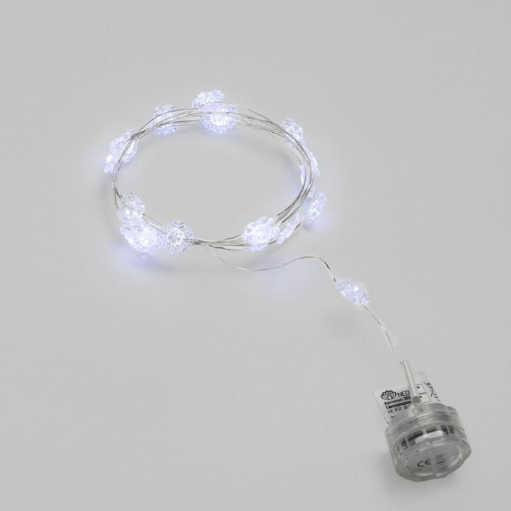 Гирлянда светодиодная "Снежинки" 2м 20LED бел. 2Вт 6В IP20 провод прозр. элементы питания 2хCR2032 (в компл.) Neon-Night 303-010