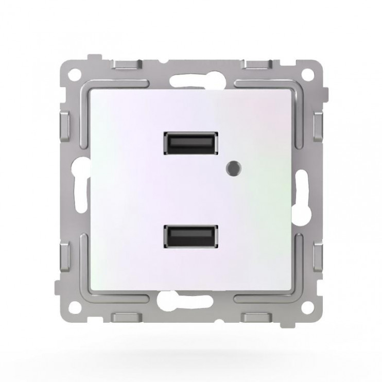 Розетка 2-м USB СП Pixel тип A+A 5В 1х2.1А 2х1.05А механизм перламутр. TOKOV ELECTRIC TKE-PX-2USB-C04
