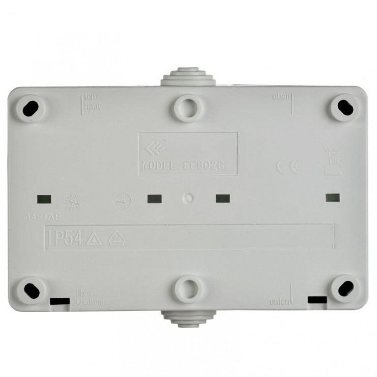 Розетка 2-м ОП Форс РСб22-3-ФСр 16А IP54 с заземл. с крышкой сер. IEK ERS22-K03-16-54-DC