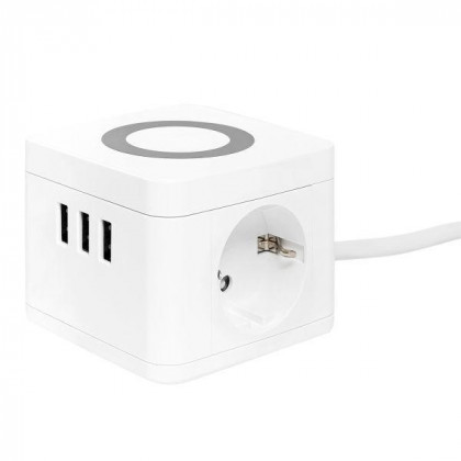 Удлинитель "Куб" 2х1.3м 3USB 2.4А+зарядное устройство 1кв.мм EKF UBA-CUB-3-WC