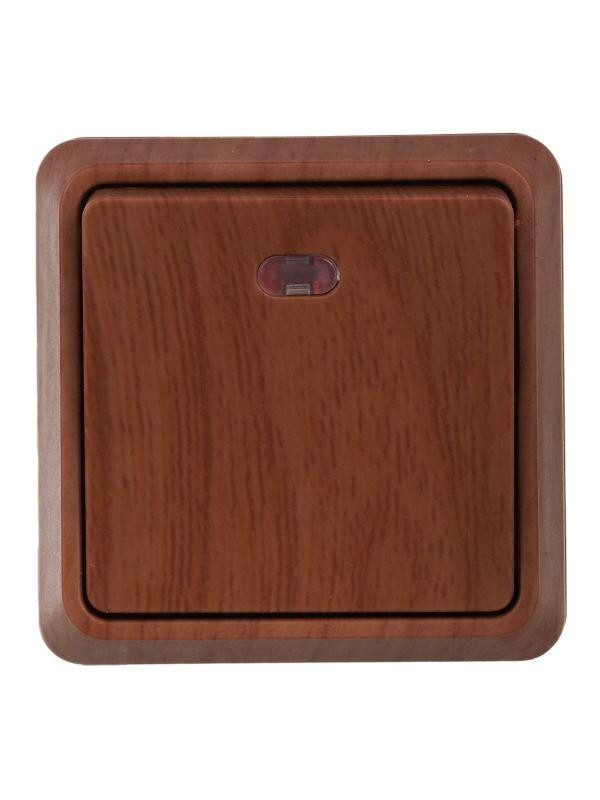 Выключатель 1-кл. ОП Октава 10А IP20 ВС20-1-1-ОД с индикацией дуб IEK EVO11-K04-10-DC